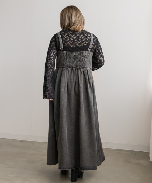 CLETTE(クレット)の「デニムレースアップジャンスカワンピース(ワンピース・レディース・ブルー/ブラック・4L/3L/LL)」の6枚目の写真