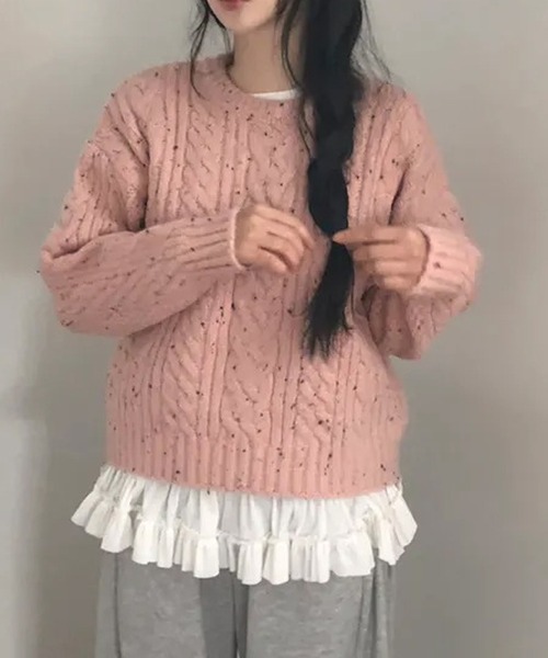 MEMECLE(メメクル)の「【 MEMECLE / メメクル 】シースルー 裾フリルレイヤード カットソー(Tシャツ/カットソー・レディース・ブラック/ホワイト・L/M/S)」の21枚目の写真