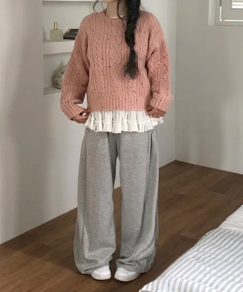 MEMECLE(メメクル)の「【 MEMECLE / メメクル 】シースルー 裾フリルレイヤード カットソー(Tシャツ/カットソー・レディース・ブラック/ホワイト・L/M/S)」の20枚目の写真