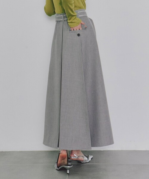 センタープリーツフレアスカート｜セットアップ可/ウォッシャブル/防