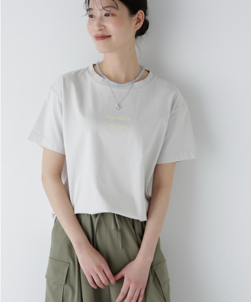 human woman（ヒューマンウーマン）の「◆ロゴＴシャツ（Tシャツ/カットソー・レディース・ホワイト/ブルー/グレー・MEDIUM）」の3枚目の写真