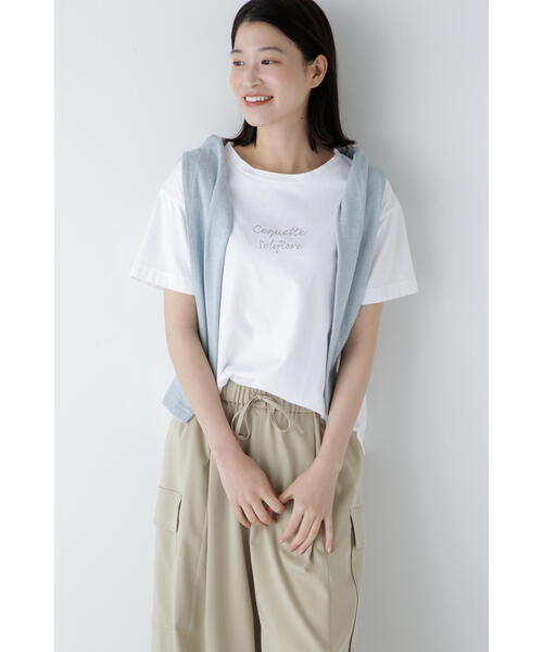 human woman（ヒューマンウーマン）の「◆ロゴＴシャツ（Tシャツ/カットソー・レディース・ホワイト/ブルー/グレー・MEDIUM）」の6枚目の写真