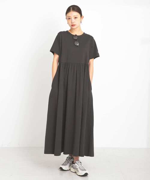新品 Champion Sonny Labelコラボ ギャザー半袖ワンピース Champion ワンピース 「別注」Champion×Sonny Label ギャザー