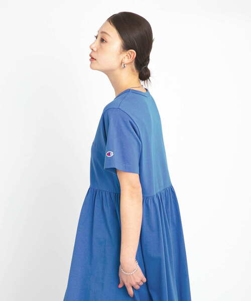 新品 Champion Sonny Labelコラボ ギャザー半袖ワンピース Champion ワンピース 「別注」Champion×Sonny Label ギャザー