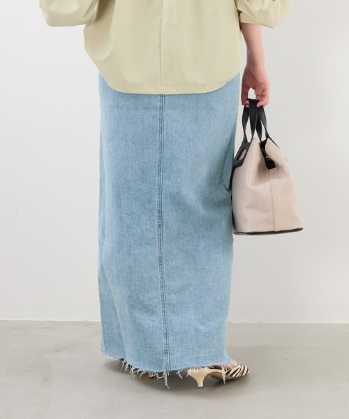 【美品】ヤヌーク　デニムロングスカート 前スリット リネン混 夏 伸縮性 M 000000007218-01-l.jpg?t=