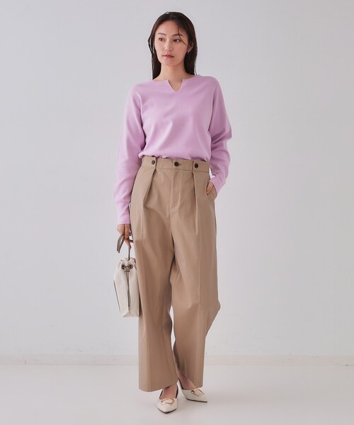 OPAQUE.CLIP（オペークドットクリップ）の「シャンブレーチノワイドパンツ【洗濯機洗い可】（その他パンツ・レディース・ベージュ/ネイビー・38/40/42）」の16枚目の写真