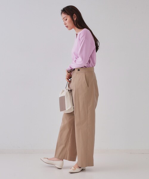 OPAQUE.CLIP（オペークドットクリップ）の「シャンブレーチノワイドパンツ【洗濯機洗い可】（その他パンツ・レディース・ベージュ/ネイビー・38/40/42）」の15枚目の写真