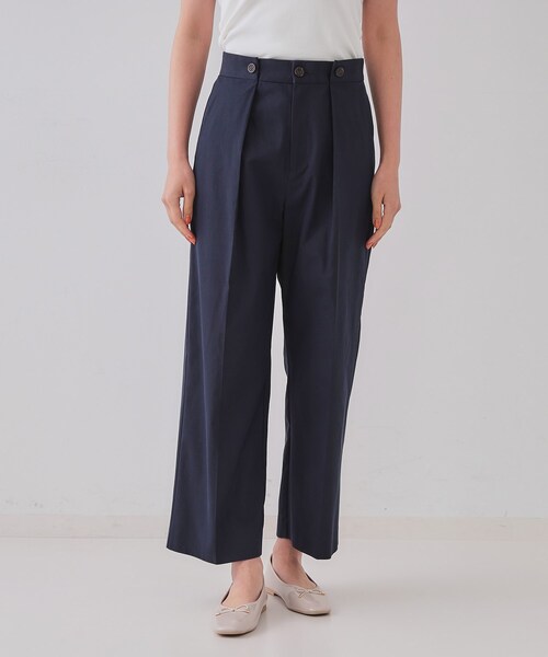 OPAQUE.CLIP（オペークドットクリップ）の「シャンブレーチノワイドパンツ【洗濯機洗い可】（その他パンツ・レディース・ベージュ/ネイビー・38/40/42）」の9枚目の写真