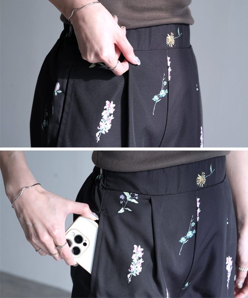 reca(レカ)の「花柄プリントタックパンツ(その他パンツ・レディース・ブラック/ホワイト・M)」の16枚目の写真