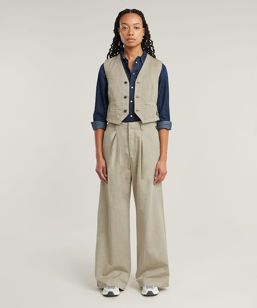 G-STAR(ジースター)の「Fluid Wide Leg Pants/コットンリネンワイドタックストレートチノパンツ(チノパンツ・レディース・ベージュ系その他・26inch/24inch/25inch)」の3枚目の写真