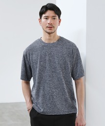 メランジパイルニット半袖クルーネックTシャツ