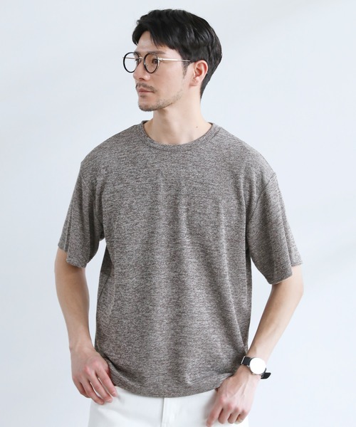 セール】メランジパイルニット半袖クルーネックTシャツ（Tシャツ