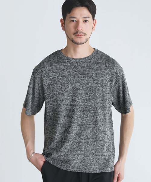 SPU(スプ)の「メランジパイルニット半袖クルーネックTシャツ(Tシャツ/カットソー・メンズ・ネイビー/ブラウン/ブラック/グレー・S/M/L/XL)」の6枚目の写真