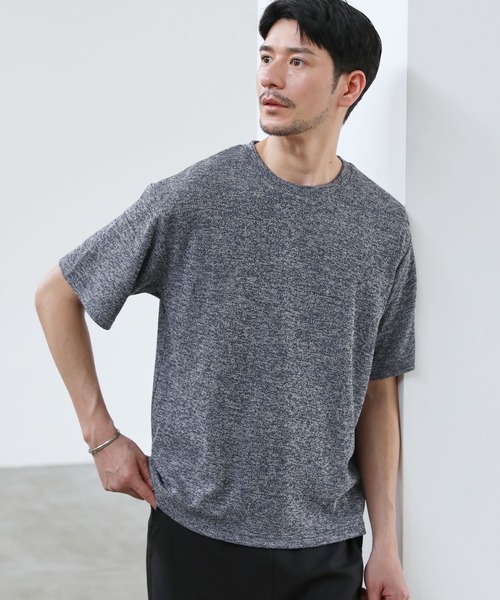SPU(スプ)の「メランジパイルニット半袖クルーネックTシャツ(Tシャツ/カットソー・メンズ・ネイビー/ブラウン/ブラック/グレー・S/M/L/XL)」の17枚目の写真