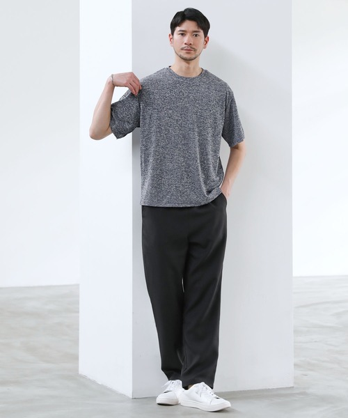 SPU(スプ)の「メランジパイルニット半袖クルーネックTシャツ(Tシャツ/カットソー・メンズ・ネイビー/ブラウン/ブラック/グレー・S/M/L/XL)」の21枚目の写真