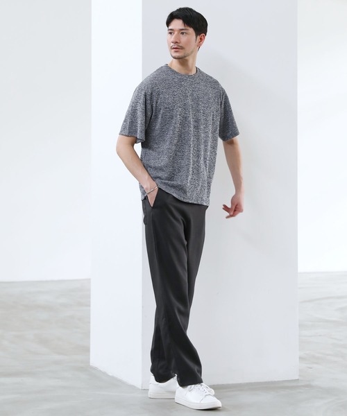 SPU(スプ)の「メランジパイルニット半袖クルーネックTシャツ(Tシャツ/カットソー・メンズ・ネイビー/ブラウン/ブラック/グレー・S/M/L/XL)」の22枚目の写真