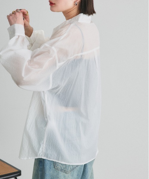 ad thie(アドティエ)の「シアーワッシャー オーバーサイズシャツ(シャツ/ブラウス・レディース・ブラック/ライトブルー/ピンク/ライトグリーン/オフホワイト・FREE)」の9枚目の写真