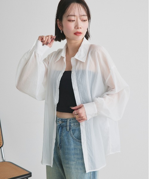 ad thie(アドティエ)の「シアーワッシャー オーバーサイズシャツ(シャツ/ブラウス・レディース・ブラック/ライトブルー/ピンク/ライトグリーン/オフホワイト・FREE)」の11枚目の写真