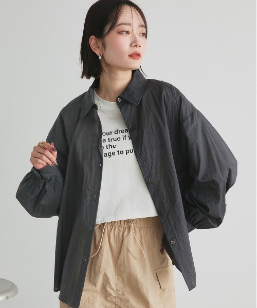 ad thie(アドティエ)の「シアーワッシャー オーバーサイズシャツ(シャツ/ブラウス・レディース・ブラック/ライトブルー/ピンク/ライトグリーン/オフホワイト・FREE)」の15枚目の写真