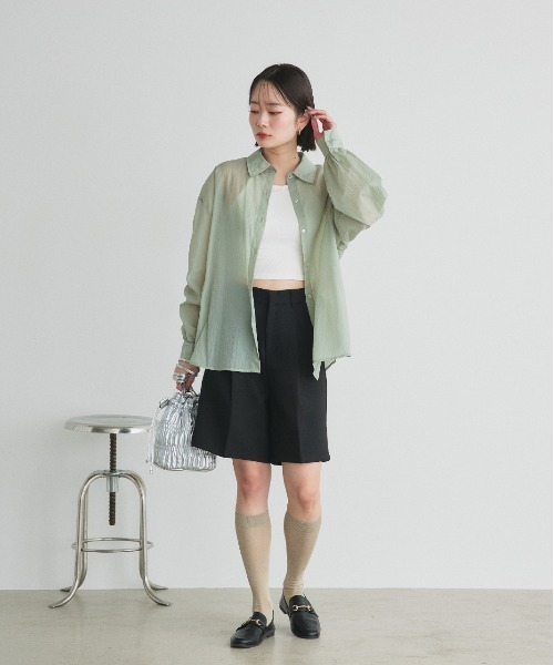 ad thie(アドティエ)の「シアーワッシャー オーバーサイズシャツ(シャツ/ブラウス・レディース・ブラック/ライトブルー/ピンク/ライトグリーン/オフホワイト・FREE)」の20枚目の写真