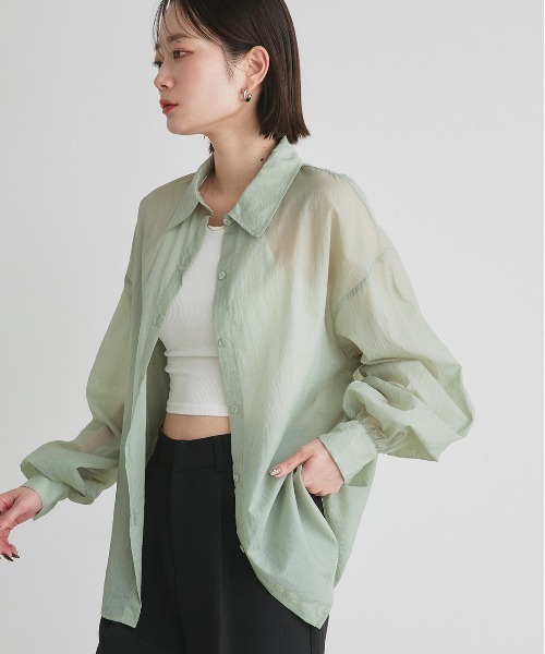 ad thie(アドティエ)の「シアーワッシャー オーバーサイズシャツ(シャツ/ブラウス・レディース・ブラック/ライトブルー/ピンク/ライトグリーン/オフホワイト・FREE)」の22枚目の写真