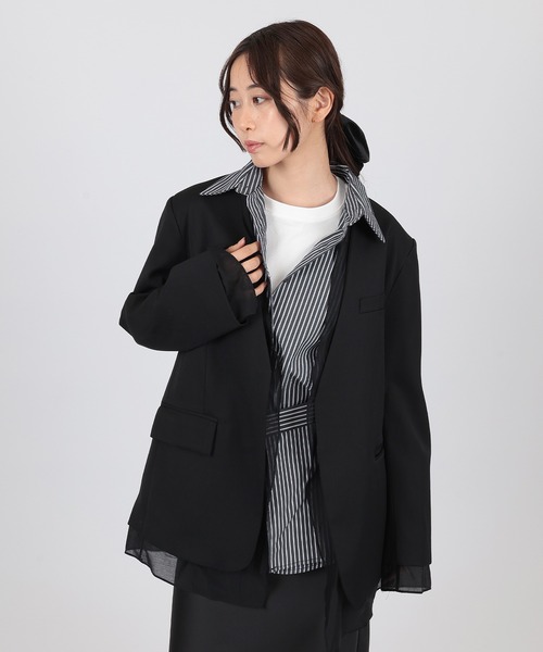 SUWDEE(スーディー)の「docking no color jacket(ノーカラージャケット・レディース・ブラック・FREE)」の2枚目の写真