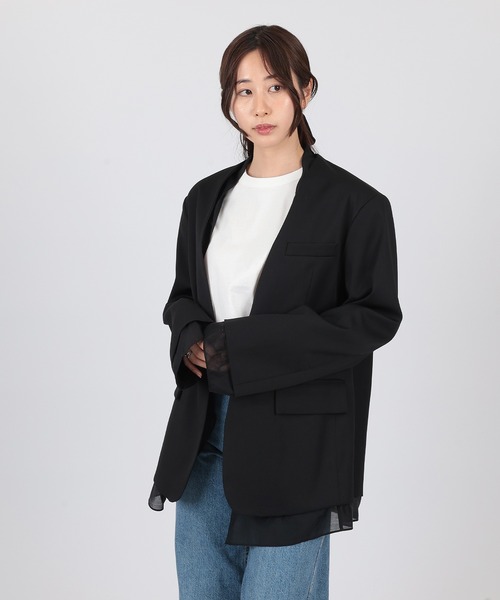 SUWDEE(スーディー)の「docking no color jacket(ノーカラージャケット・レディース・ブラック・FREE)」の5枚目の写真