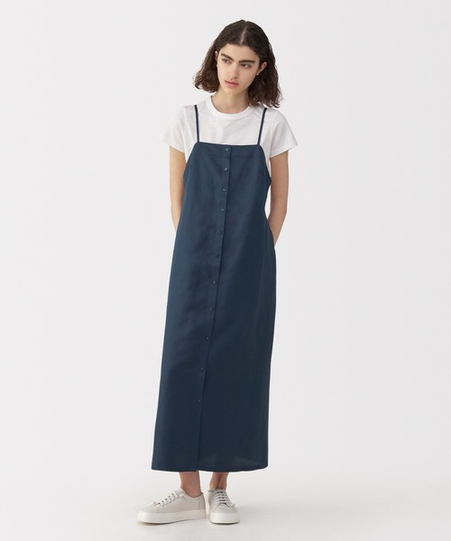 【新品•未使用】MUJI Labo リネンシルクワンピース　墨黒　Ｍサイズ 新品•未使用】MUJI Labo リネンシルクワンピース 墨黒 Mサイズ