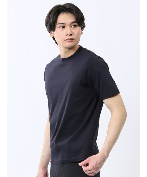 TAKA-Q（タカキュー）の「【ストレッチ ウォッシャブル】m.f.エディトリアル メンズ 【DRESS T-SHIRT】綿ストレッチ スロープネック半袖Tシャツ（Tシャツ/カットソー・メンズ・グレー/ブラック/ホワイト/ネイビー・MEDIUM/LARGE/X-LARGE）」の4枚目の写真