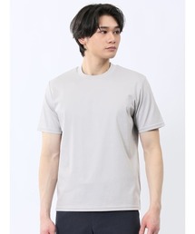 【ストレッチ ウォッシャブル】m.f.エディトリアル メンズ 【DRESS T-SHIRT】綿ストレッチ スロープネック半袖Tシャツ