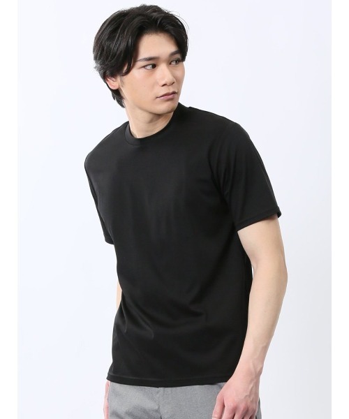 TAKA-Q（タカキュー）の「【ストレッチ ウォッシャブル】m.f.エディトリアル メンズ 【DRESS T-SHIRT】綿ストレッチ スロープネック半袖Tシャツ（Tシャツ/カットソー・メンズ・グレー/ブラック/ホワイト/ネイビー・MEDIUM/LARGE/X-LARGE）」の3枚目の写真