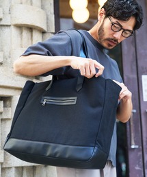 キャンバスxPUレザー トートバッグ