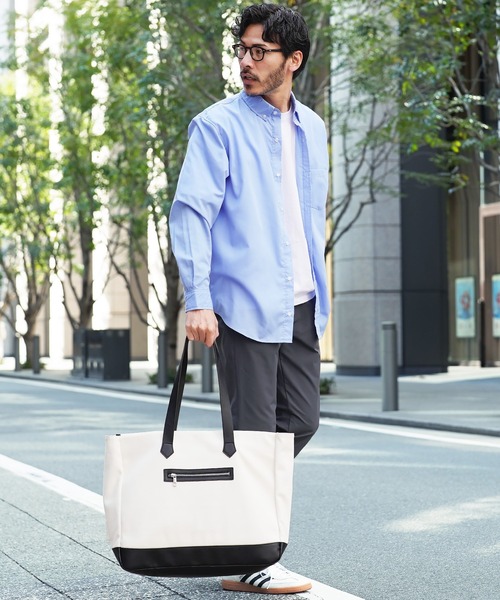 jiggys shop(ジギーズショップ)の「キャンバスxPUレザー トートバッグ(トートバッグ・メンズ・オフホワイト/ブラック・FREE)」の11枚目の写真