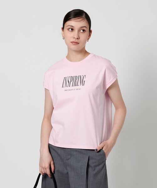 BEAUTY&YOUTH UNITED ARROWS(ビューティーアンドユースユナイテッドアローズ)の「コットン ロゴプリント フレンチスリーブ Tシャツ(Tシャツ/カットソー・レディース・ナチュラル/オフホワイト/ダークグレー/ライトピンク・FREE)」の4枚目の写真