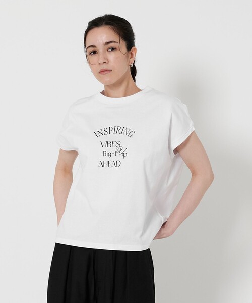 BEAUTY&YOUTH UNITED ARROWS(ビューティーアンドユースユナイテッドアローズ)の「コットン ロゴプリント フレンチスリーブ Tシャツ(Tシャツ/カットソー・レディース・ナチュラル/オフホワイト/ダークグレー/ライトピンク・FREE)」の8枚目の写真