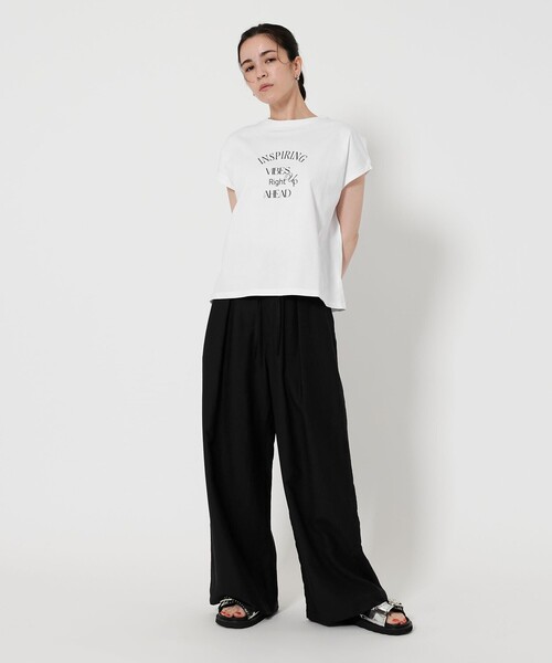 BEAUTY&YOUTH UNITED ARROWS(ビューティーアンドユースユナイテッドアローズ)の「コットン ロゴプリント フレンチスリーブ Tシャツ(Tシャツ/カットソー・レディース・ナチュラル/オフホワイト/ダークグレー/ライトピンク・FREE)」の7枚目の写真