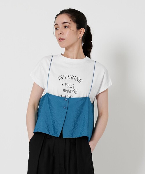 BEAUTY&YOUTH UNITED ARROWS(ビューティーアンドユースユナイテッドアローズ)の「コットン ロゴプリント フレンチスリーブ Tシャツ(Tシャツ/カットソー・レディース・ナチュラル/オフホワイト/ダークグレー/ライトピンク・FREE)」の6枚目の写真