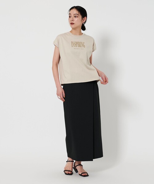 BEAUTY&YOUTH UNITED ARROWS(ビューティーアンドユースユナイテッドアローズ)の「コットン ロゴプリント フレンチスリーブ Tシャツ(Tシャツ/カットソー・レディース・ナチュラル/オフホワイト/ダークグレー/ライトピンク・FREE)」の5枚目の写真