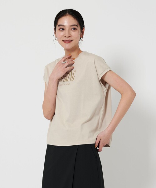 BEAUTY&YOUTH UNITED ARROWS(ビューティーアンドユースユナイテッドアローズ)の「コットン ロゴプリント フレンチスリーブ Tシャツ(Tシャツ/カットソー・レディース・ナチュラル/オフホワイト/ダークグレー/ライトピンク・FREE)」の16枚目の写真