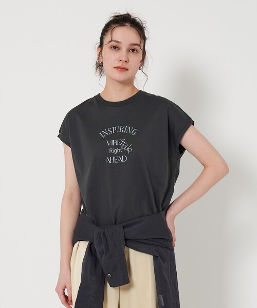 BEAUTY&YOUTH UNITED ARROWS(ビューティーアンドユースユナイテッドアローズ)の「コットン ロゴプリント フレンチスリーブ Tシャツ(Tシャツ/カットソー・レディース・ナチュラル/オフホワイト/ダークグレー/ライトピンク・FREE)」の15枚目の写真