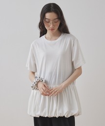 【Unblend】バルーン切り替え クルーネック半袖Tシャツ