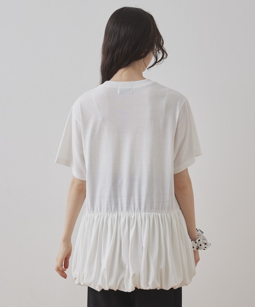 Unblend(アンブレンド)の「【Unblend】バルーン切り替え クルーネック半袖Tシャツ(Tシャツ/カットソー・レディース・オフホワイト/ブラック・FREE)」の12枚目の写真