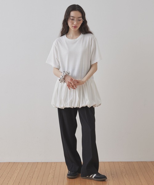 Unblend(アンブレンド)の「【Unblend】バルーン切り替え クルーネック半袖Tシャツ(Tシャツ/カットソー・レディース・オフホワイト/ブラック・FREE)」の15枚目の写真