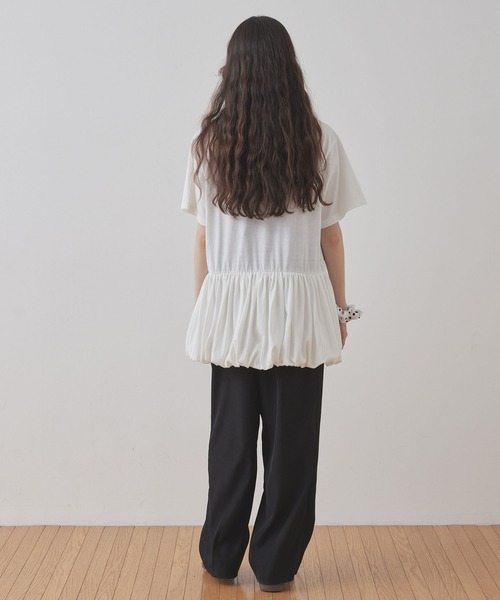 Unblend(アンブレンド)の「【Unblend】バルーン切り替え クルーネック半袖Tシャツ(Tシャツ/カットソー・レディース・オフホワイト/ブラック・FREE)」の16枚目の写真