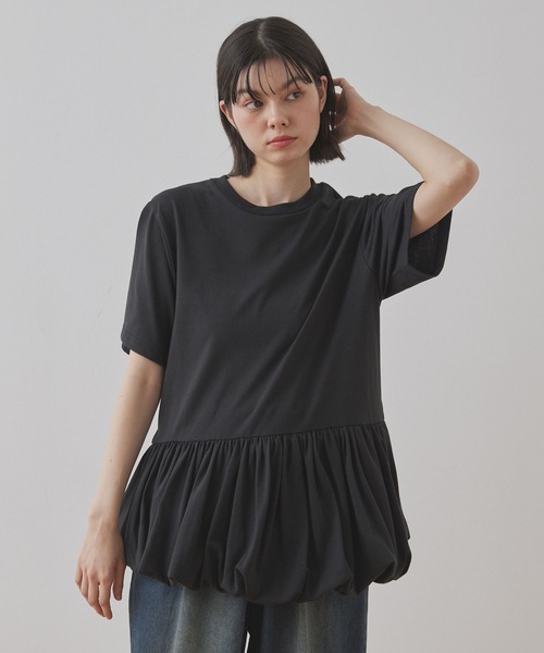 Unblend(アンブレンド)の「【Unblend】バルーン切り替え クルーネック半袖Tシャツ(Tシャツ/カットソー・レディース・オフホワイト/ブラック・FREE)」の20枚目の写真