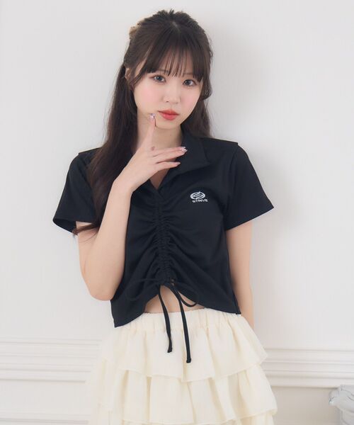 tシャツ カップ付テレコ / 1215260605 レディース tシャツ チョーカー付きフロントZIPトップス レディース
