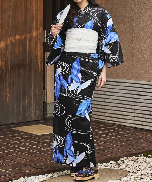 夏セール【5点セット】ゆかた舘グレース　浴衣・帯・草履・腰紐2本セット こだわり浴衣5点セット (浴衣/帯/下駄/腰紐/着付け冊子) 変わり