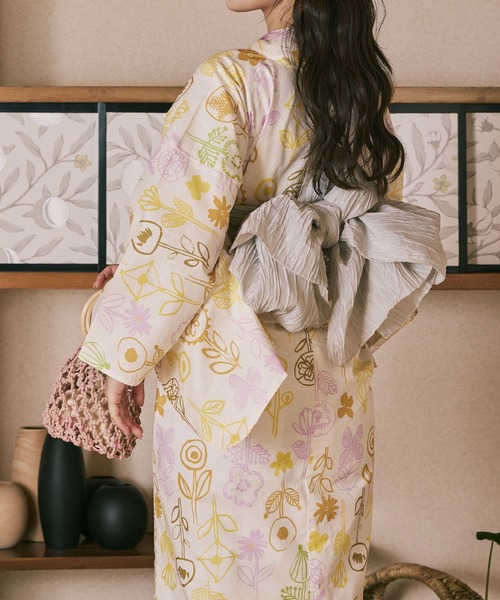 下駄付き浴衣5点セット 浴衣・兵児帯・下駄・腰紐2本《2025新作