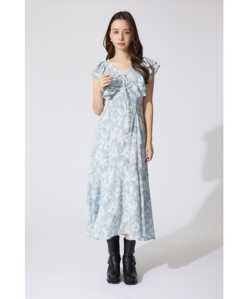 rienda（リエンダ）の「フリルフラワーロングワンピース 夏服 半袖（ワンピース・レディース・ピンク/ホワイト/ライトグレー・MEDIUM/SMALL）」の17枚目の写真