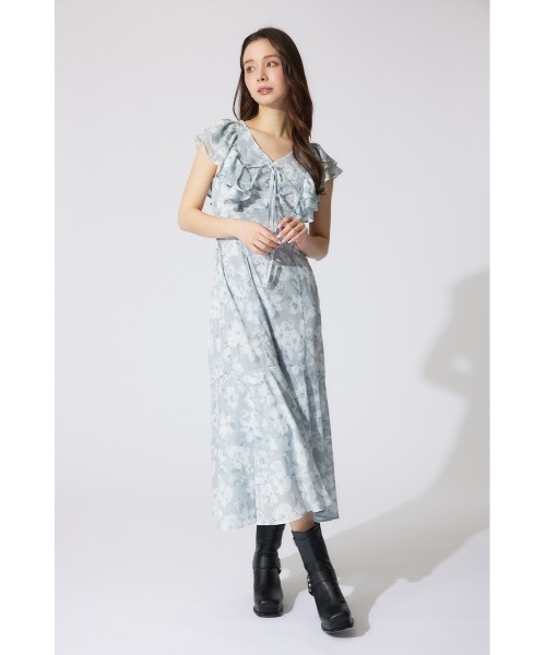 rienda（リエンダ）の「フリルフラワーロングワンピース 夏服 半袖（ワンピース・レディース・ピンク/ホワイト/ライトグレー・MEDIUM/SMALL）」の18枚目の写真